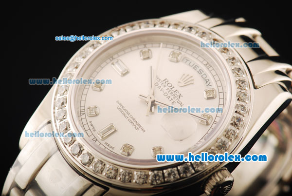 Rolex Day-Date Automatic Movement ETA Coating Case with Diamond Markers/Bezel and Steel Strap - Click Image to Close